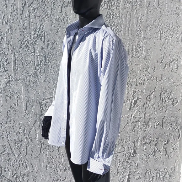 PHINEAS COLE Men's Luxury French Cuff, Spread Collar Luxury Stripe Shirt.